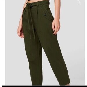 NEW! Blank NYC Olive Green Utility Ankle Pants Tie Waist Paperbag Style Size 26